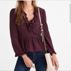 Madewell Burgundy Silk Top XL